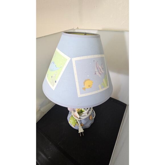 Kids Nursery Lamp Ocean Sea Life Theme Blue Green Aqua with Shade - Picture 4 of 10